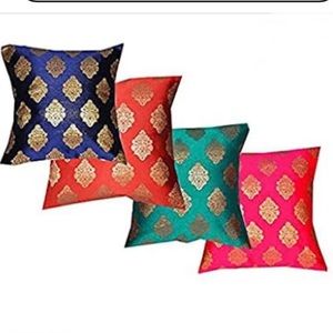 Set of 4 Silk Cushion Covers 16x16 Inches, Morrocan decorative Sofa Covers.
